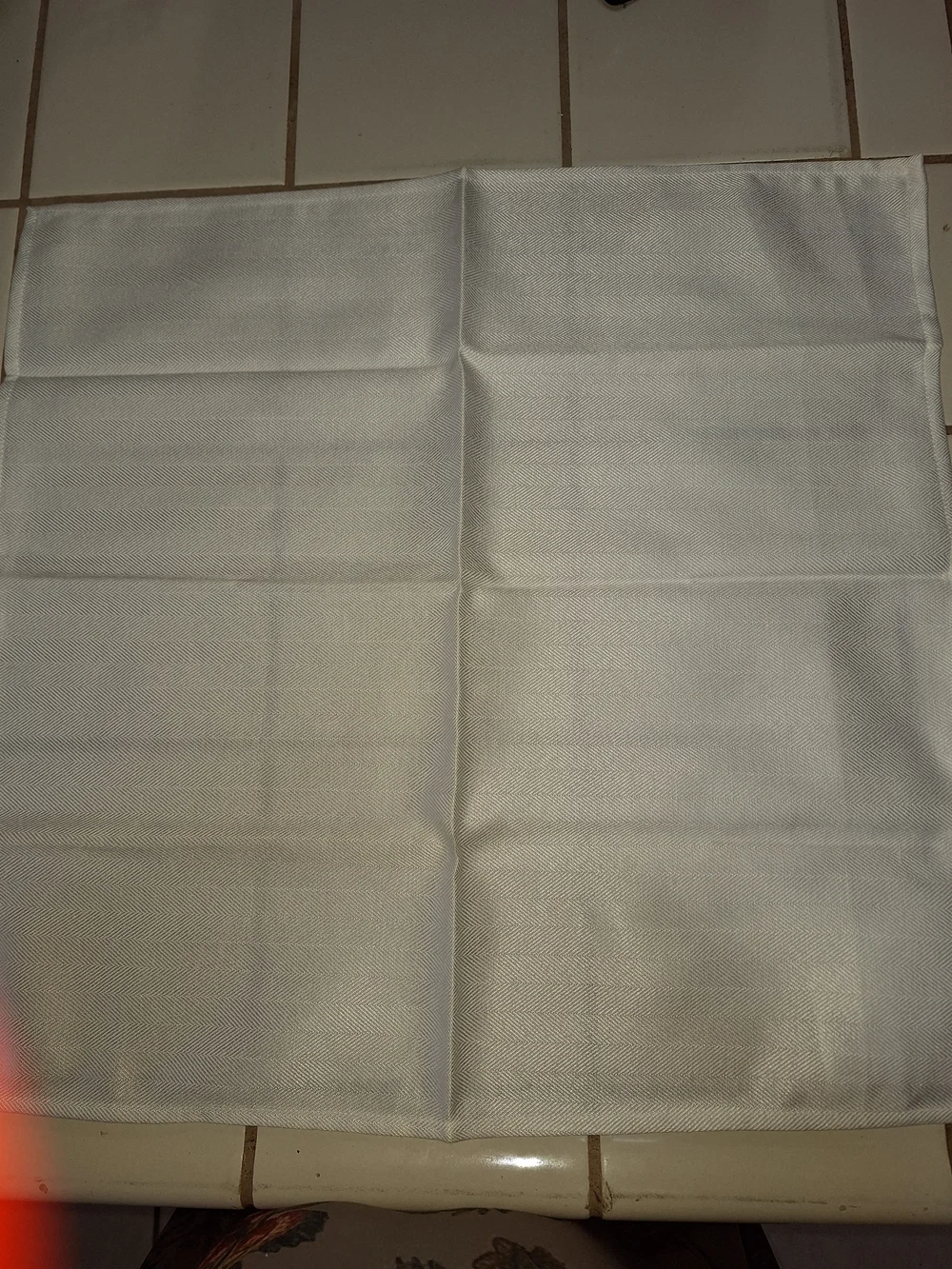 Premium White Herringbone Dinner Napkins - Set of 4 Cotton Blend NEW